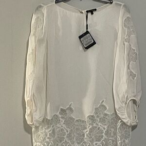 Massimo Dutti White Lace Blouse